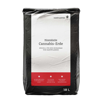 Vorderseite der mineralischen Cannabis-Erde
